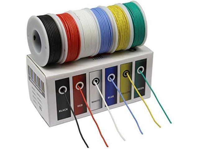 BOJACK 16 AWG Flexible Silicone Wire Electric Wire Hook up Wire Kit 300V  Cables with Plus 20 4mm Heat Shrink Tubings and a Mini Wire Stripper(5  Colors 13.12Ft Each Color, 16AWG) 