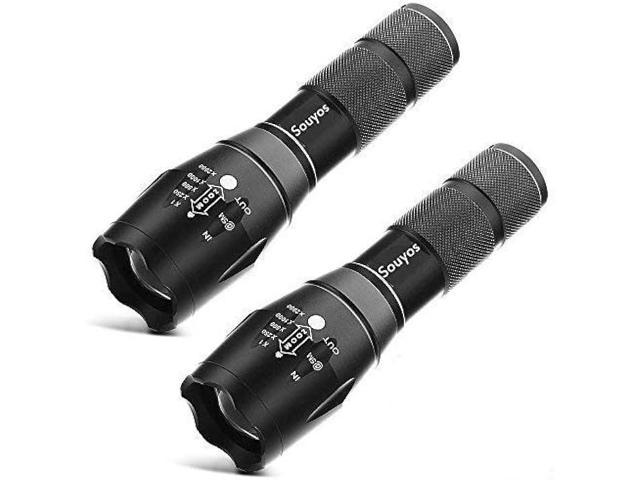 Souyos Military Grade Flashlight 2000 Lumen Modes Water Resistant LED  Tactical Torch Flash Light, Pack