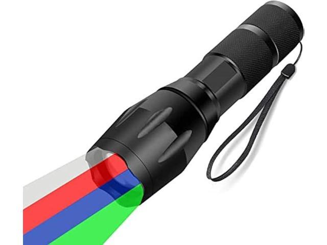 WAYLLSHINE in Multicolor Red Green Blue White Flashlight, Single Mode White  Red Green Blue Light Flashlight, White Red Green Blue LED Red Green Blue  White Red Light for Outdoor Activities