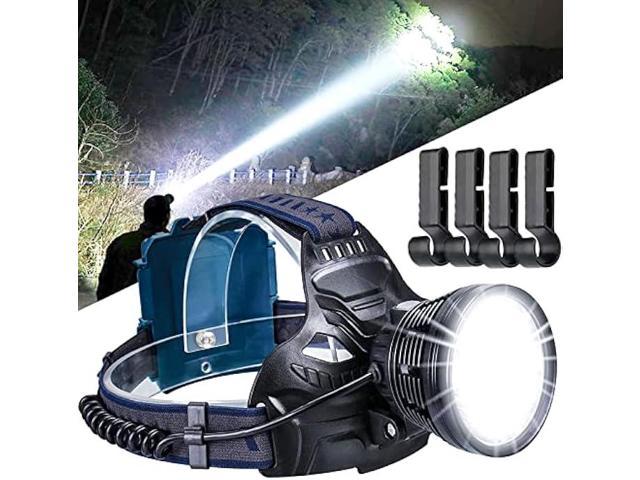 PUNLIM Rechargeable Headlamps for Adults 100000 Lumen Super Bright Headlamp  Spotlight,Waterproof Head Lamp Modes with Tail Warning Light, for Adults  Hard