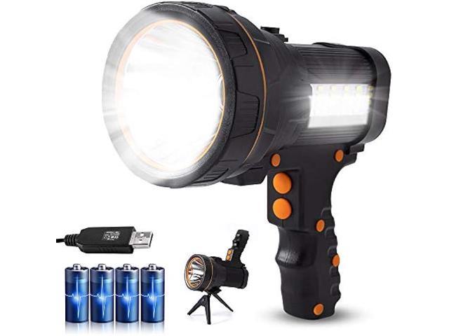 MAYTHANK Most Powerful Rechargeable Handheld Spotlight Flashlight Led High  6000 Lumens Powered Super Bright Large Capacity 10000 Long Lasting Strong  Heavy Duty Searchlight