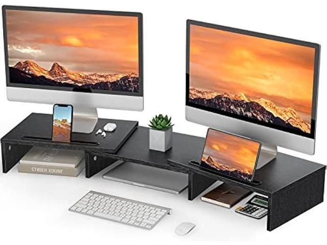 LORYERGO Dual Monitor Stand for Monitors, Monitor Stand for Desk,  Adjustable Computer Stand w/Slot for Tablet Cellphone, Computer Riser w/Big  Storage, Dual Monitor Riser for PC, Laptop, Printer