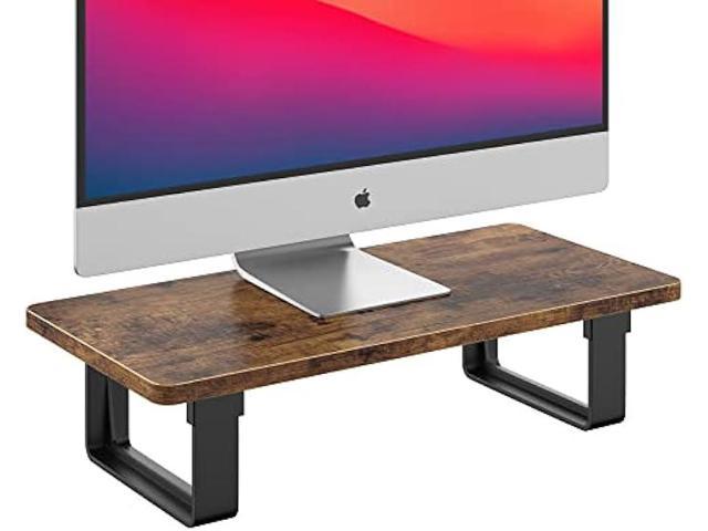 2 Tier Metal Monitor Stand Monitor riser and Computer Desk Organizer with  Drawer and Pen Holder for Laptop, Computer, iMac, Black