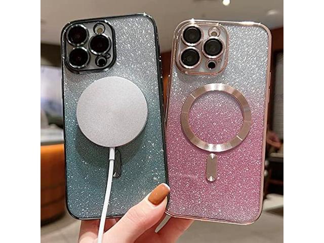 Misscase for iPhone 15 Pro Max Magnetic Glitter Case Compatible with  MagSafe,Full Protection Slim Shockproof Anti-Scratch Case with Camera Lens