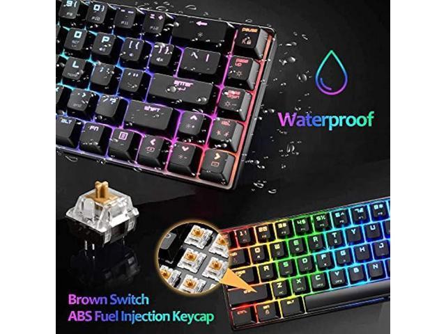  NACODEX Mini 60% Mechanical Gaming Keyboard - PBT Pudding  Keycap Bluetooth 5.0 Rainbow Keyboard - 1000mAh Ultra-Compact Keyboard for  Win/Mac/PC Gamer (Blue Switch Black) : Video Games