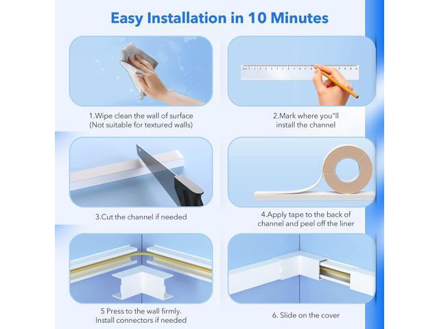  304in Cord Hider, Yecaye One-Cord Cable Concealer Kit, PVC Wire  Covers for Cords on Wall, Paintable Cable Raceway Management, Max for 2  Small Cords for Home Office, 18 x L16.9in W0.59in