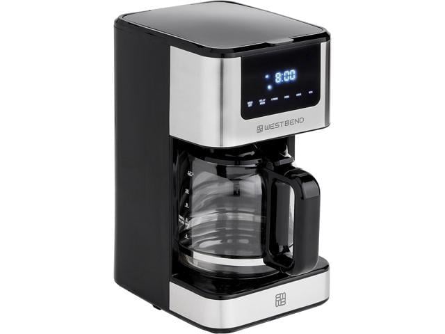 Hamilton Beach Compact Programmable Coffee Maker, 12 Cup, Black with  Stainless, Model 46200 