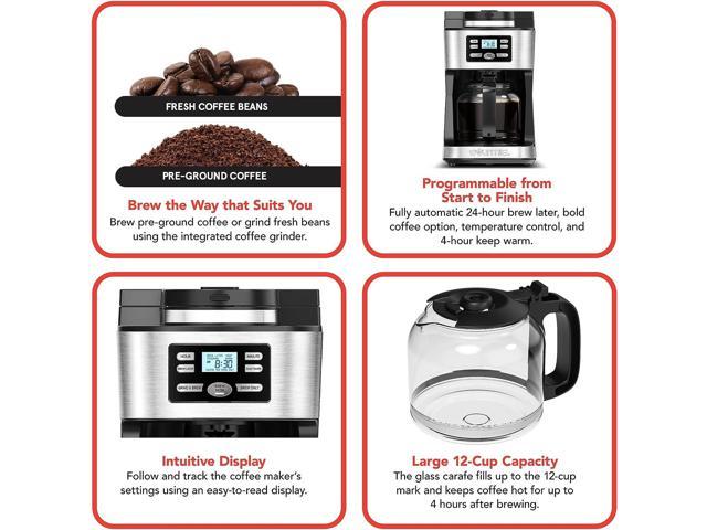 Coffee Machine, Gourmia GCM2815 Digital Coffee Maker - 12-Cup Capacity with  24-Hour Programmable Timer and 2 Hour Keep Warm