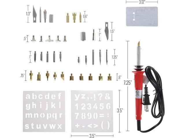 Wood Burning Pen Set Soldering Chiseled Tips and Tweezers Kit - 35pc 