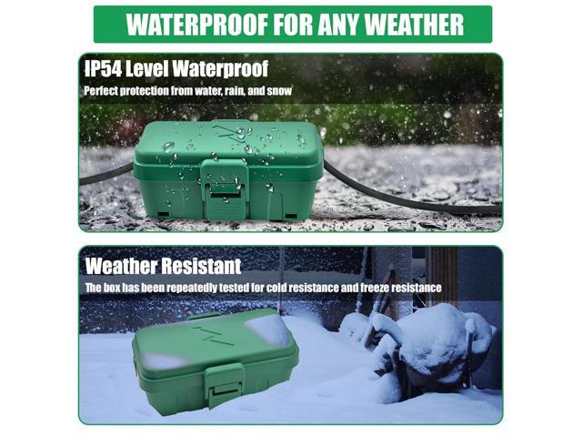 1PCS Weatherproof Electrical Connection Box, Outdoor Electrical  Box,Weatherproof Extension Cord Covers,Indoor&Outdoor Electrical Power Cord  Enclosure for Timers, Extension Cables, Holiday Lights,Green 