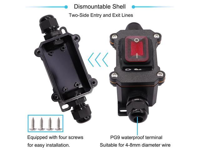 Hmknana IP67 Waterproof Inline Cord Switch 16A/250V 20A/125V AC DPST ...