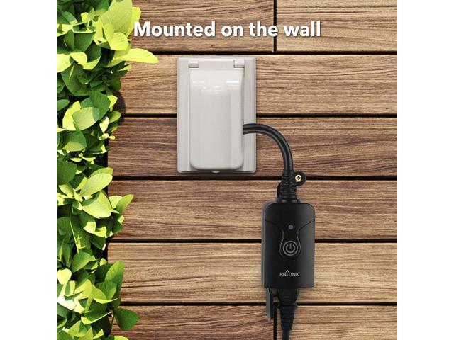 Minoston Outdoor Smart Plug, IP65 Waterproof, Wi-Fi Heavy Duty Timer Outlet,  Compatible with Alexa Google Assistant, 2.4Ghz Network Only, ETL Listed,  Black 
