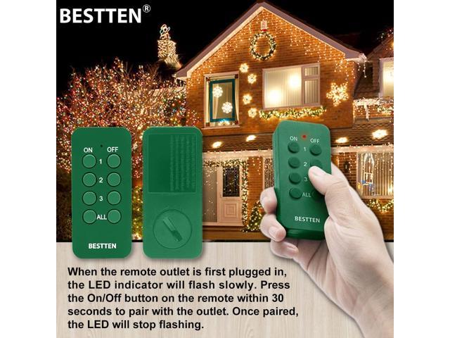 2 Pack] BESTTEN Outdoor Wireless Remote Control Outlet, 80 Foot Range, Plug  in Outlet Switch with 2 Grounded Electrical Outlets for Christmas Lights  and Patio Fountain, cETL Certified, Black - Yahoo Shopping