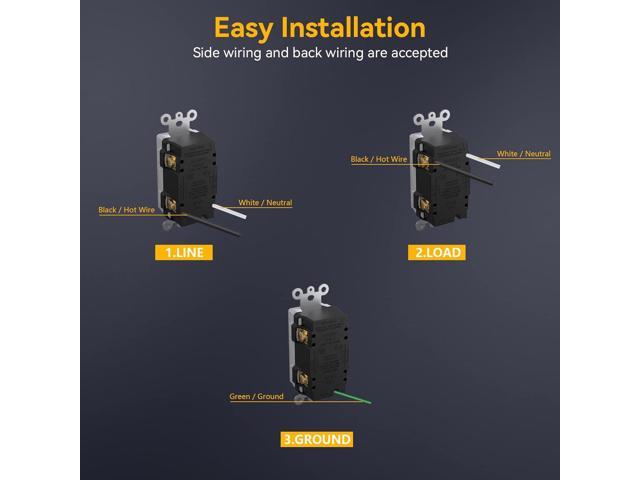 BN-LINK Outdoor Indoor Wireless Remote Control 3-Prong Outlet Weather Proof  Heavy Duty 15 AMP Compact (Black) 3 Grounded Outlets with Remote 6-inch  Cord 100ft Range ETL Listed 