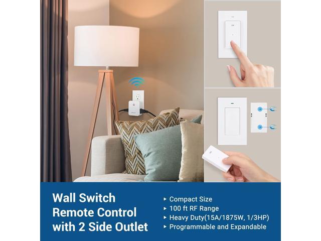 DEWENWILS Outdoor Indoor Remote Control Outlet, Wireless Electrical Remote Light Switch,100 ft RF Range, for Lights, Fans, Lamps, Christmas Light