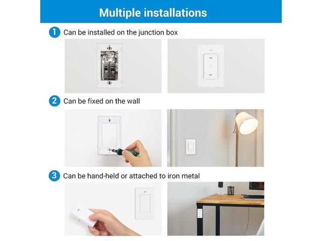 DEWENWILS Indoor Remote Control Outlet, Wireless Remote Light Switch with 2  Side Outlets, No Interference Remote Outlet Switch, No Wiring, 15A/1875W,  100ft RF Range, Compact Design, Programmable 