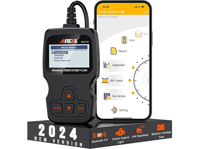 ANCEL AD310 2024 New Bluetooth Version, AD310BT Enhanced Universal OBD ...