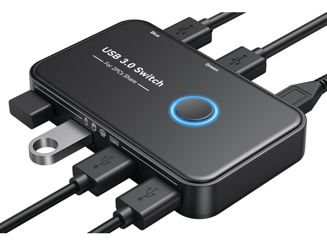 USB 3.0 Switcher to Share Keyboard and Mouse on 2 PCs Desktop Hub