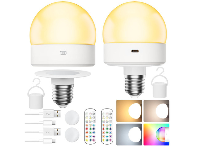 KEHIPI E26 Rechargeable Light Bulb with Remote and Timer, 4000mAh ...