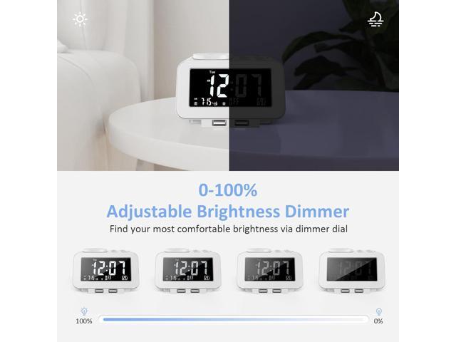 KEHIPI Digital Alarm Clock Radio - 0-100% Dimmer, Dual Alarm with Weekday/Weekend Mode, 6 Sounds Adjustable Volume, FM Radio w/Sleep Timer, 2 USB Char