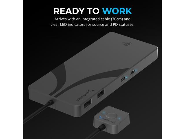 SABRENT Conmutador KVM Thunderbolt 4, Uso Compartido Periférico Con 3X Thunderbolt 4 Usb C 40gbps Carga 2x Usb C De 60 W Pd 3 0 4x Usb Tipo A