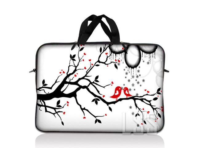 LSS 17 inch Laptop Sleeve Bag Carrying Case Pouch with Handle for 17.4" 17.3" 17" 16" Apple Macbook, GW, Acer, Asus, Dell, Hp, Sony, Toshiba, Lovebirds Eyecatching Red On Black And White