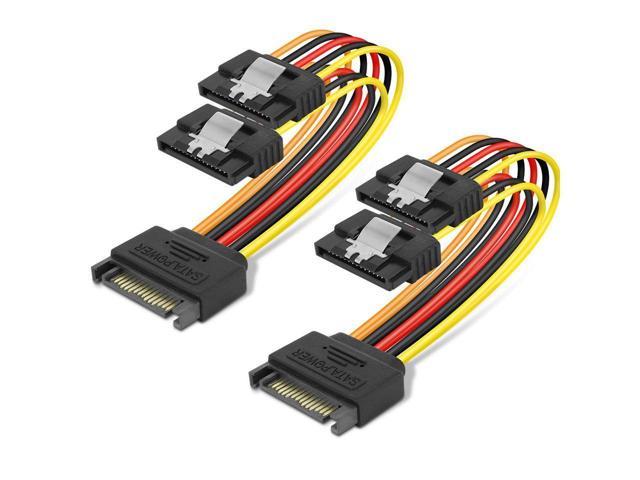 BONAEVER 15 Pin SATA Power Y-Splitter Cable 8 Inches - 2 Pack
