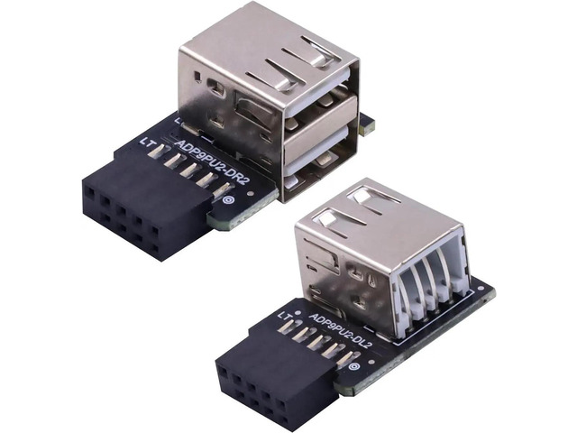 9 pin USB 2.0 Female to Dual USB Type A Female Port 90 Degree Right ...