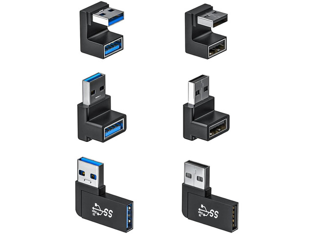 Usb 180 6 Pack 180 Degree & 90 Degree USB 3.1 Adapter Left and Right Angle USB ...