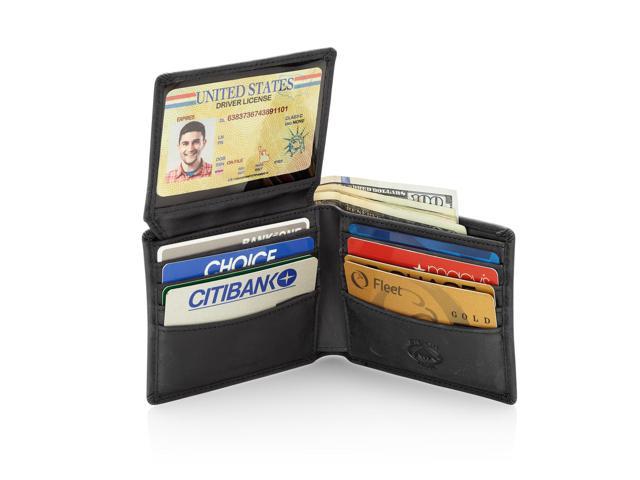 Black Bifold Wallet for Men With ID Window and RFID Blocking - Stealth Mode  Leather