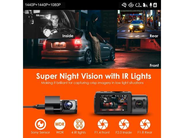 Vantrue N4-G Dual Dash Cam 3 Channel 1440P Front & 1080P Inside & 1080P  Rear Triple Dash Camera with Infrared Night Vision, Super Capacitor, 24  Hours Parking Mode, Motion Detection, Support 256GB