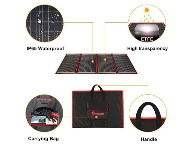 Dokio 220w 18v Portable Solar Panel Kit Folding Solar Charger With 2 Usb Outputs For 12v 2741