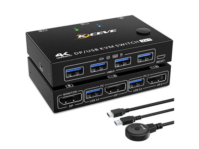 KC-KVM202DPA-USB2.0 Commutateur KVM DP 3DP+3DP (noir)