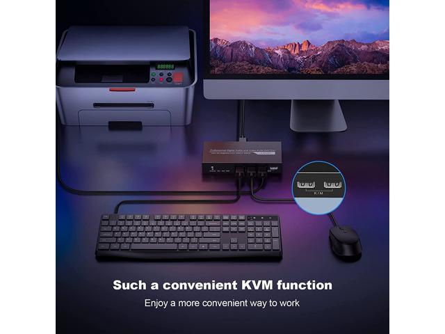 USB 3.0 KVM Two Way Switcher Controller For Windows10 Computer Keyboard  Mouse Printer 2 PC Sharing