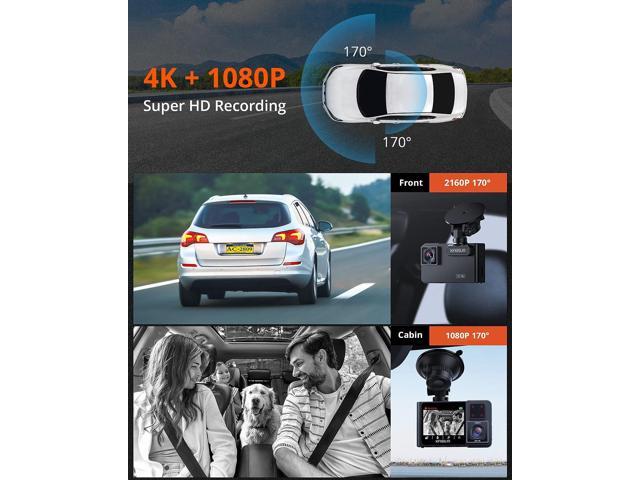 Kingslim D1 pro Dual Dash Cam 4K Record Inside - Front and Inside Dash  Camera GPS WiFi for Cars Uber Truck, Dashcam with Infrared Night Vision,  G-Sensor, Loop Recording(Upgraded Version) 