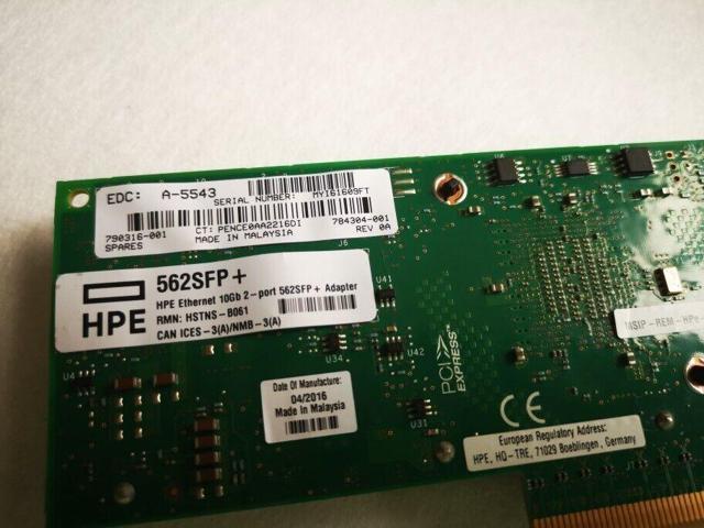 790316-001 HPE ETHERNET 10Gb 2-PORT 562SFP+ CARD ADAPTER GEN9/10