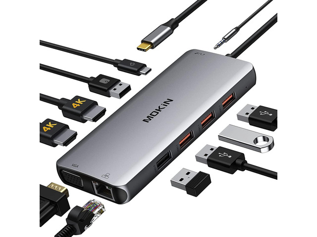 MOKiN USB C Docking Station Dual Monitor HDMI Adapter, 11 in 1 USB-C ...