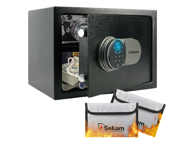 Passcode Access Box SEKAM Safe Box with Fingerprint and Passcode Access, 0.85 CF Biometric ...