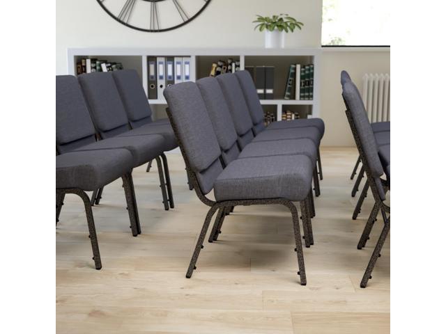 Photo 1 of 4 Pack HERCULES Series 21''W Church Chair in Dark Gray Fabric - Silver Vein Frame