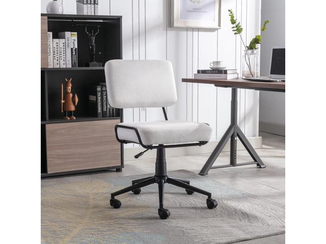 Corduroy Desk Chair Task Chair Home Office Chair Adjustable Height, Swivel  Rolling Chair with Wheels for Adults Teens Bedroom Study Room, White 
