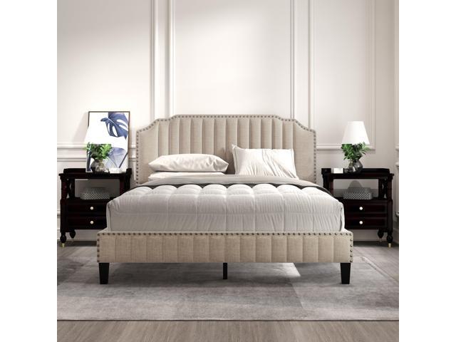 Classic Contemporary California King Size Bed Louis Phillipe Solidwood 1pc Bed Bedroom Sleigh Bed - Grey