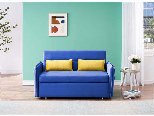 80.3 Modern Sofa Couch Upholstered Sofa Tufted Back Comfy Velvet Long Couch with 2 Pillows and Golden Legs for Living Room, Bedroom, Office, Apartmen