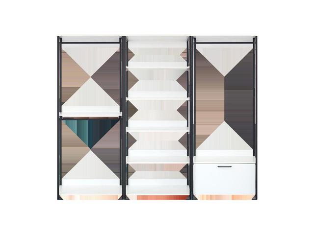 Fiona White Freestanding Walk in Wood Closet System with Metal Frame