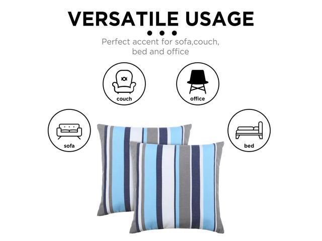 Pack Of 2 Outdoor Pillow With Inserts, 18 X 18 Blue Strip — Brother's  Outlet