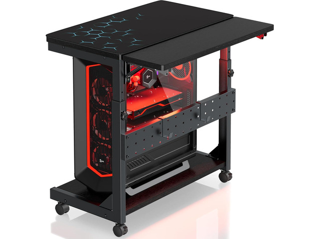 Height Adjust Computer Tower Stand, 2-Tier PC Stand CPU Holder Under ...
