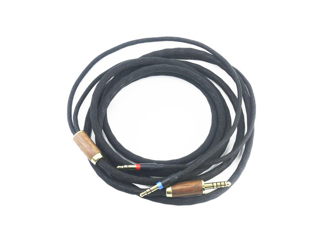 NewFantasia 6.7ft 4.4mm Balanced Cable 6N OCC Copper Silver Plated Cord Walnut Wood Shell Compatible with Hifiman Sundara, Ananda, Arya, HE400SE, Edition XS, HE4XX Headphones Dual 3.5mm end product image