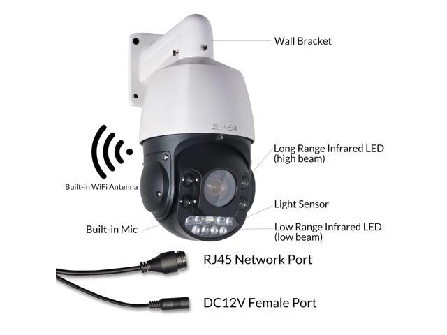 SUNBA 5MP IP PoE+ PTZ Camera Outdoor, 20x Optical Zoom, Two-Way Audio ...