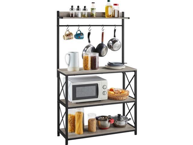 SmileMart 4-Tier Bakers Rack Kitchen Storage Shelf with S-Hooks, Gray  Bedroom Sets