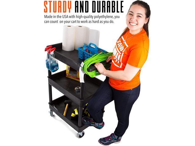 Stand Steady Tubstr 3 Shelf Utility Cart | Heavy Duty Service Cart Supports Up 