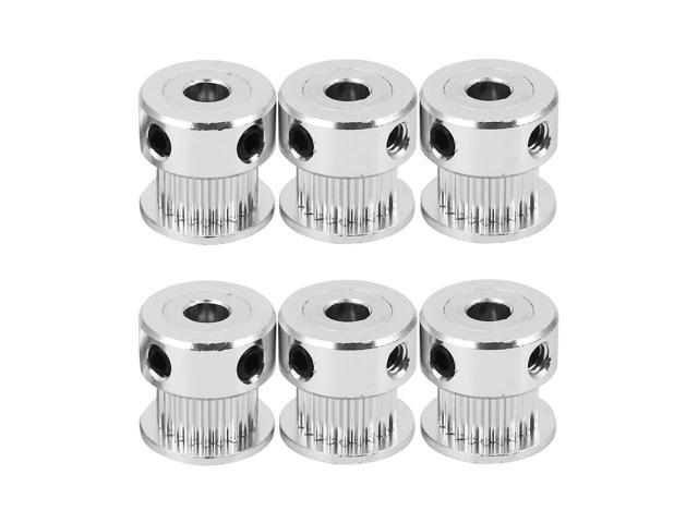6pcs 20t Dia. 5mm Bore 6mm Gt2 Belt Smooth Idler Pulley With Bearing 